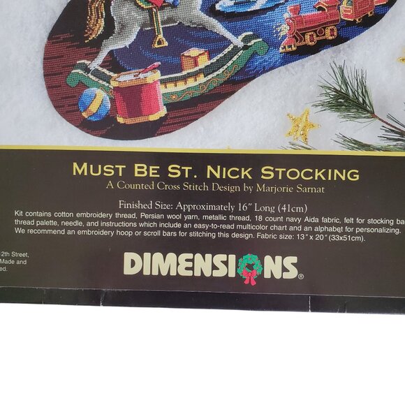 DIMENSIONS GOLD COLLECTION Cross Stitch Stocking Kit Must Be St Nick STARTED - Picture 5 of 8